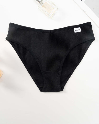 Mid-Waist High-Elastic Butt-Lifting Ribbed Underwear Women