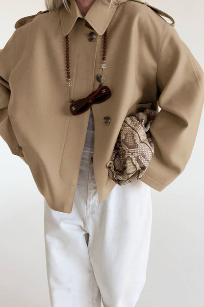 Lapel Faux Suede Drape Jacket