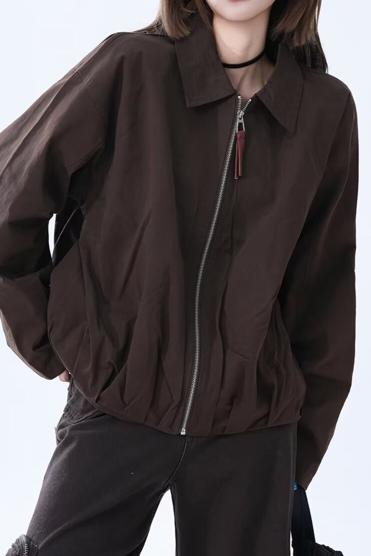 Brown Faux Leather Relaxed Jacket