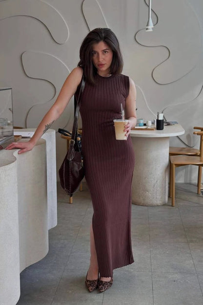 Solid Tank Split Maxi Dress