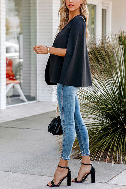 Open Front Split Sleeves Cape Jacket