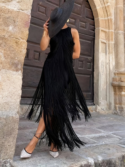 Halter Tassel Reunion Formal Dress Maxi Dresses