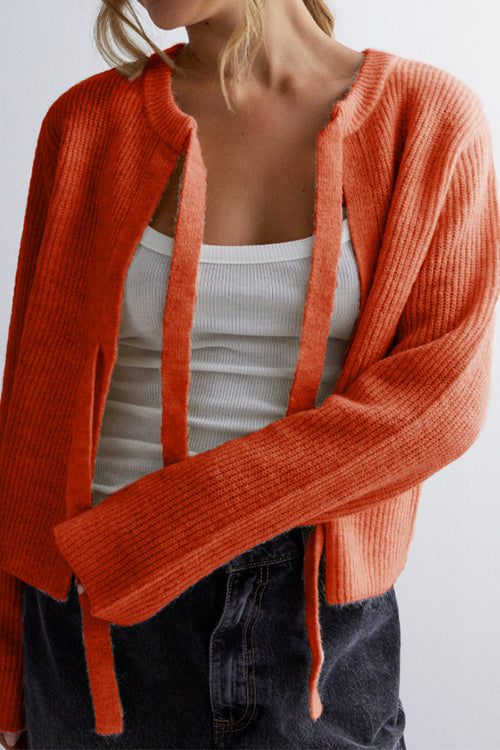 Meridress Crewneck Bow Knot Ribbed Knit Sweater