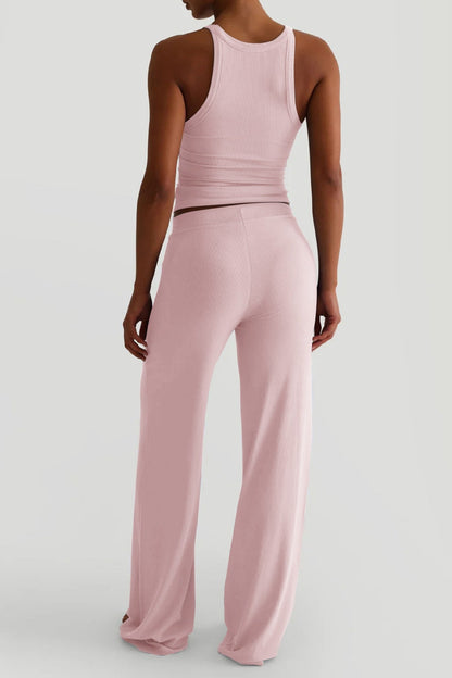 Casual Sporty Tank Top Palazzo Pants Set
