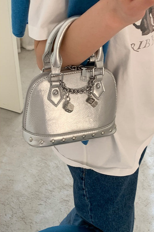 Stylish Metal Charm Sophisticated Top Handle Crossbody Bag