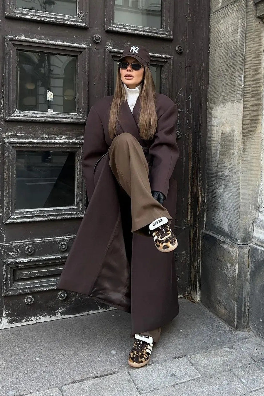 Classic Double-Breasted Lapel Long Overcoat