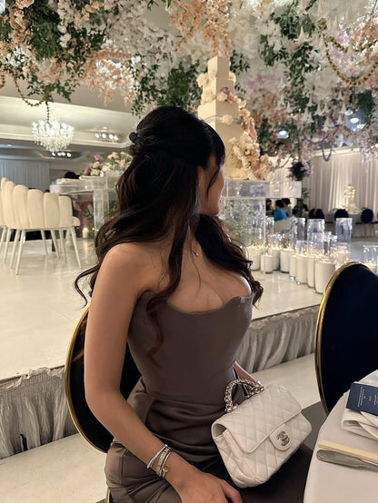 Velvet Sera Tube Corset Ruched Maxi Dress