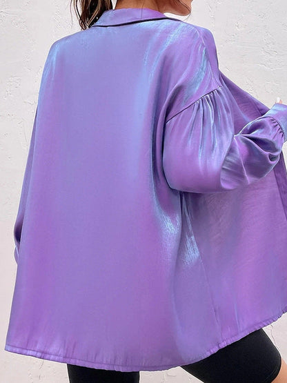Purple Loose Metallic Shirt Top