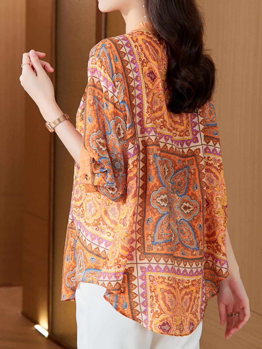 Ashley Casual V-Neck Printed Top