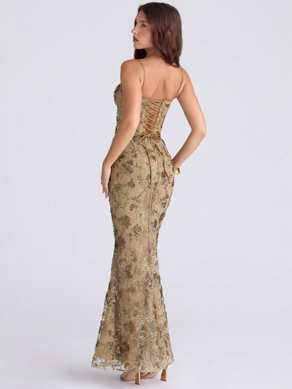 Low-cut Sleeveless Sexy Backless Tie-up Long Dress