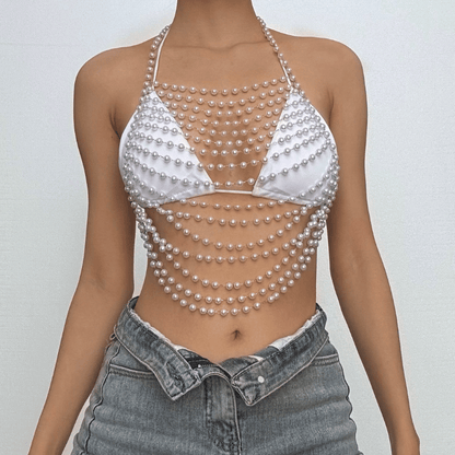 Halter backless beaded hollow out cut out top