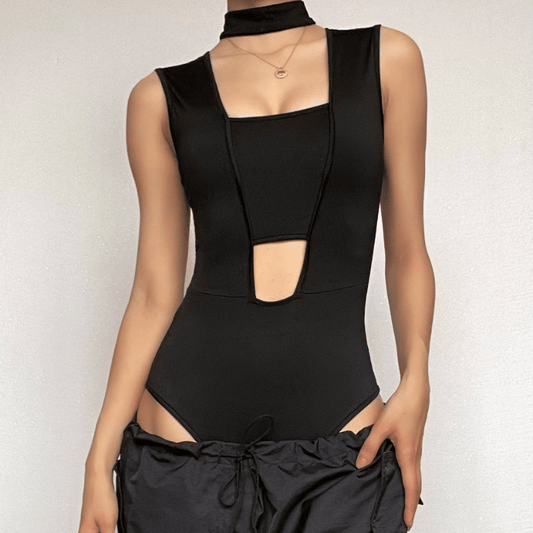 Halibuy Sleeveless hollow out bodysuit - Final Sale