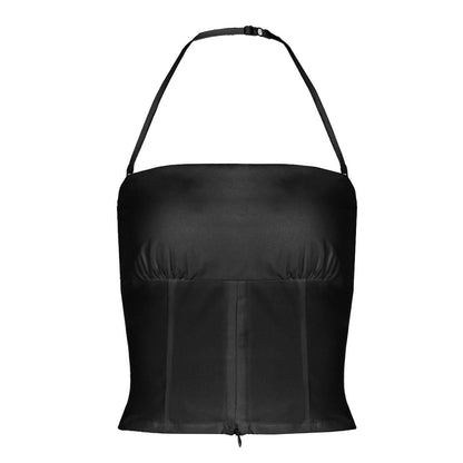 Halter backless ruched solid tube top