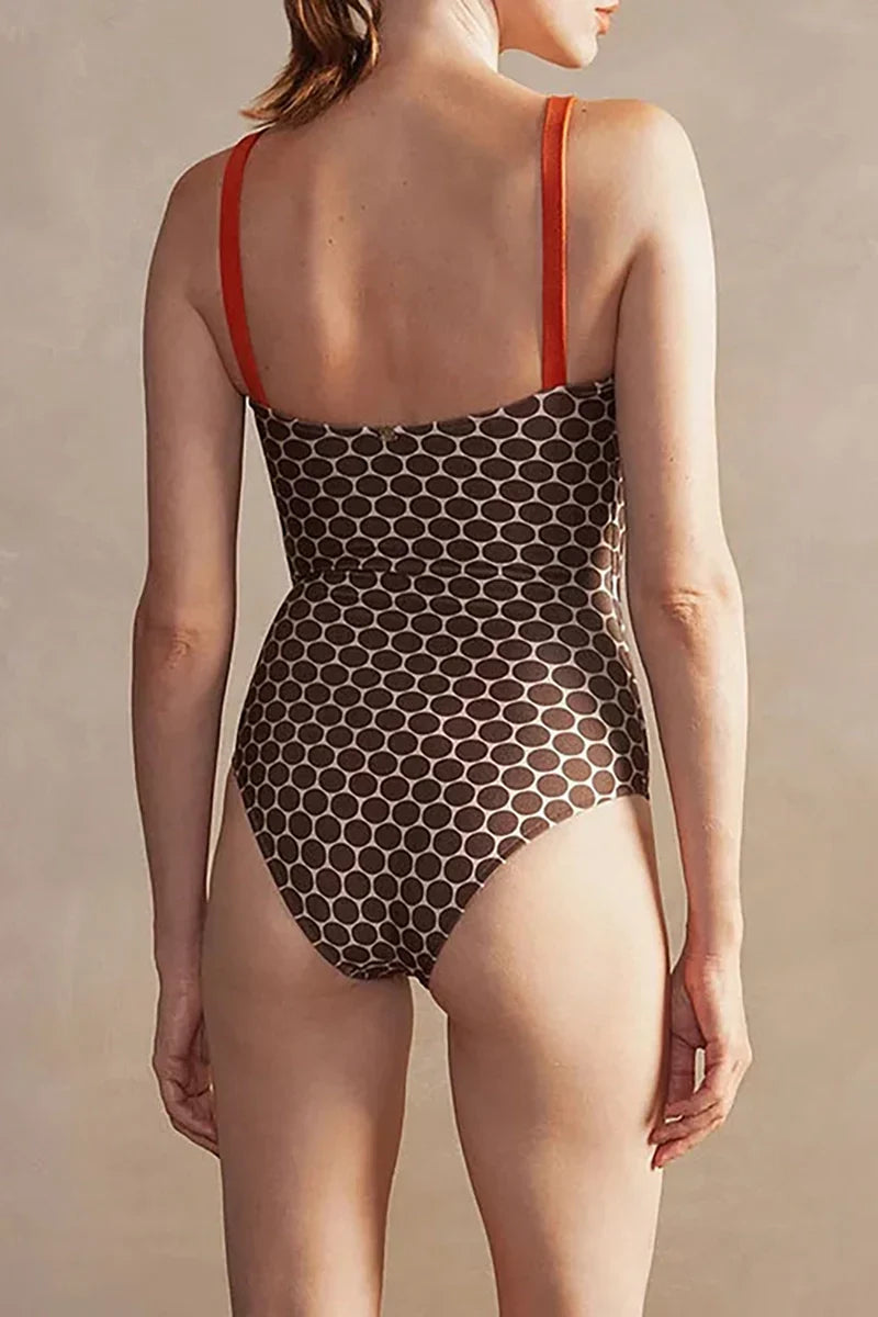 Luxury Reversible Swimsuit with Hermes-Inspired Print