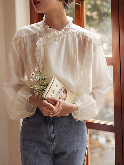 Bella Retro Collar Cotton Blouse