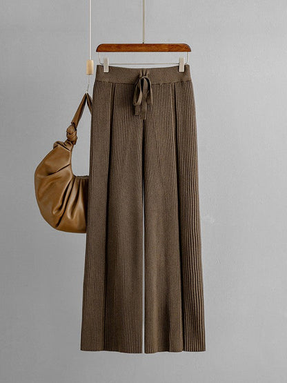 Wide Leg Knitted Stripe Pants
