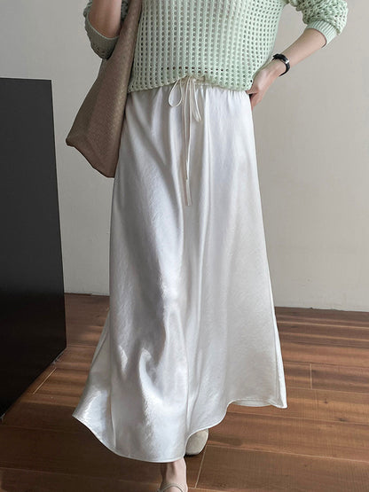 Mary Elegant Solid Color Satin Skirt