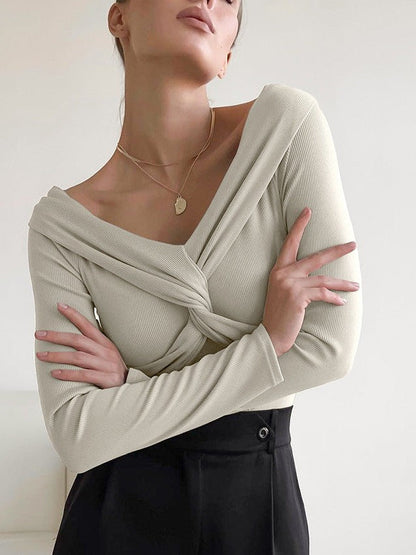 Twisted V Neck Warm T shirt