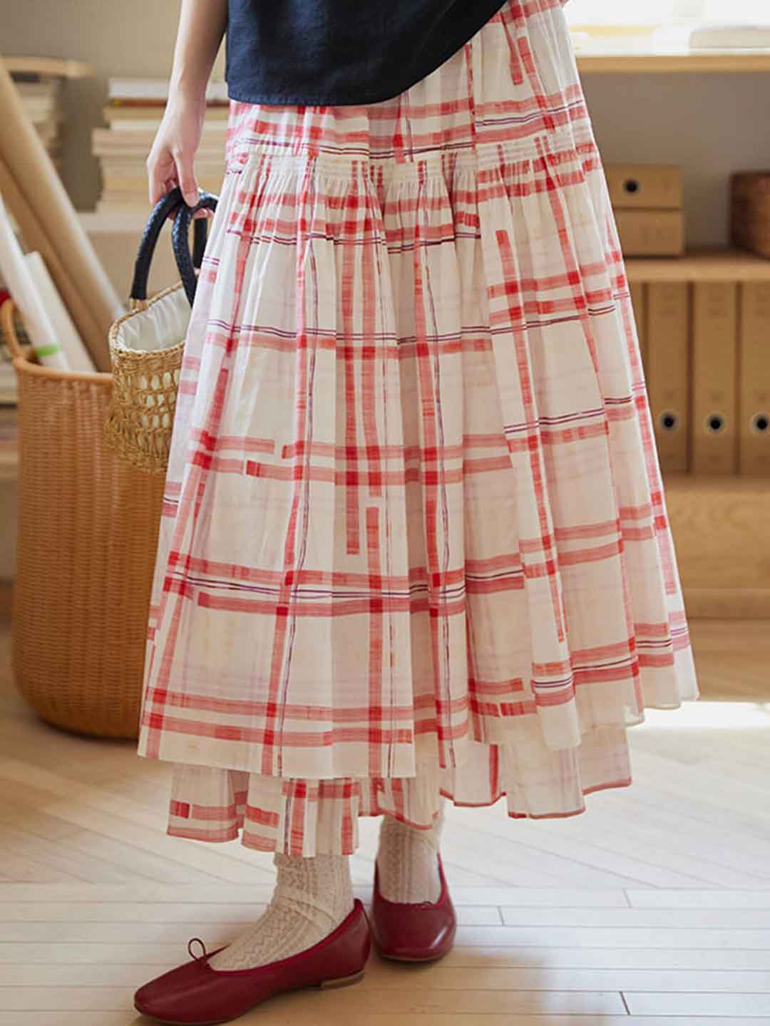 Claire Plaid Double-Layered A-Line Skirt
