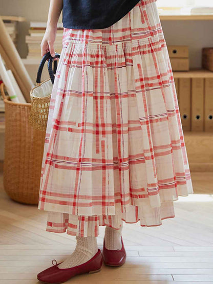 Claire Plaid Double-Layered A-Line Skirt