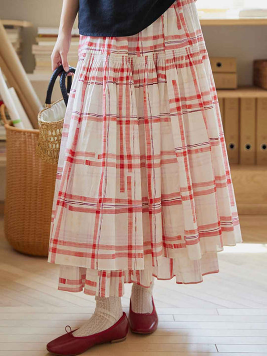 Claire Plaid Double-Layered A-Line Skirt