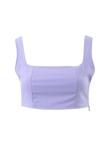 Tank Top & High Waist Buckle Casual Pants Set