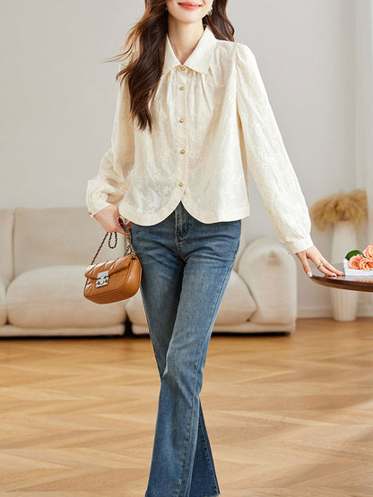 Ariana Retro Lapel Floral Embroidered Shirt