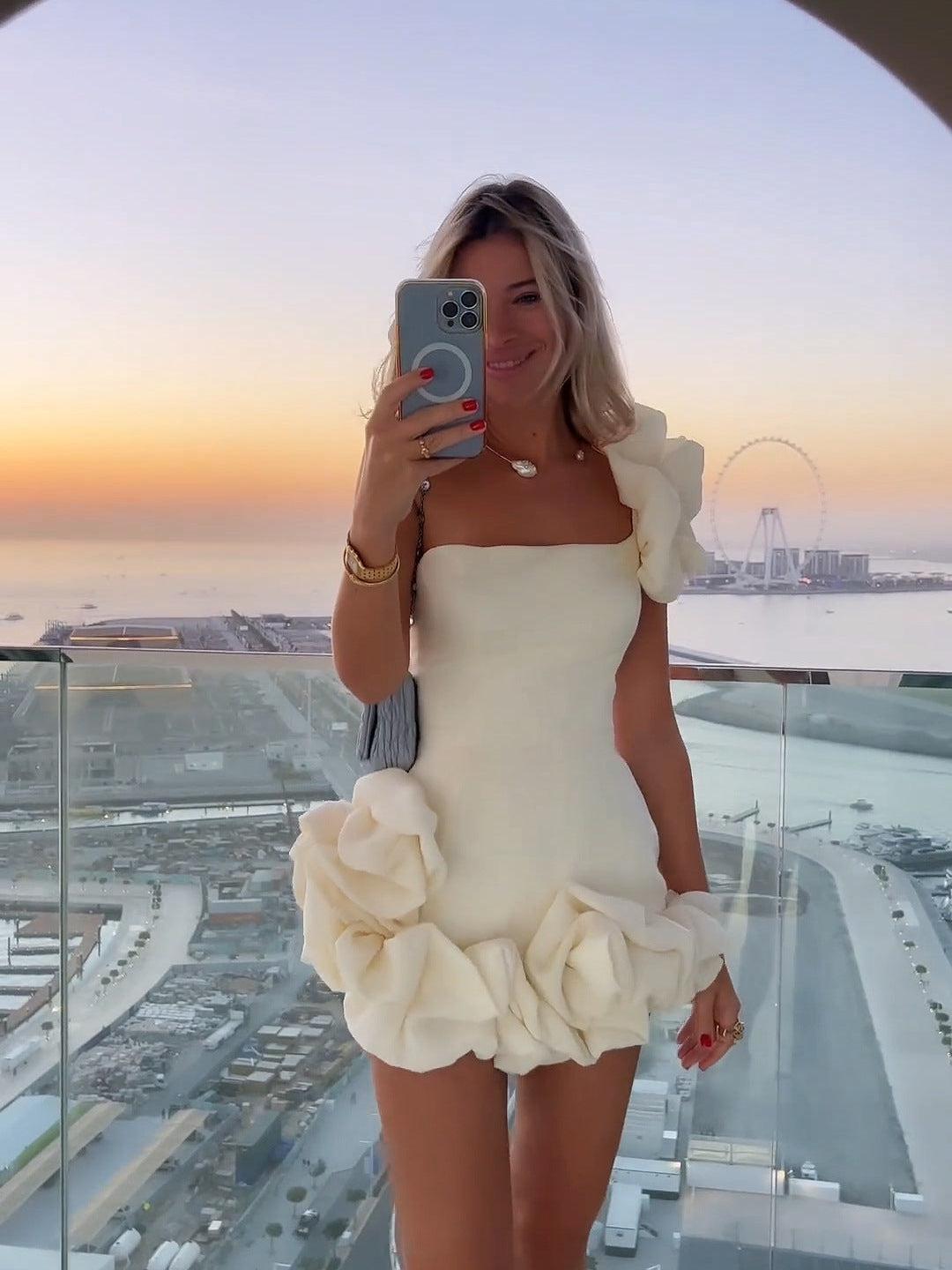 Bud Waist One Shoulder Dress