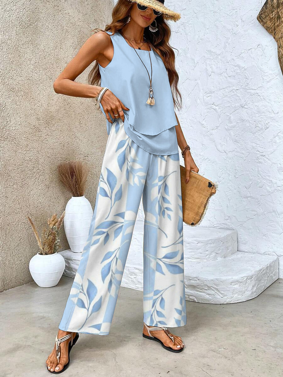 The Averie Set — Layered Top & Wide-Leg Trousers