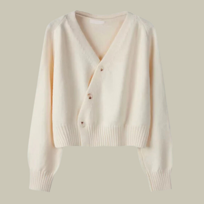 | Women’s Cross Button V Neck Merino Wool Sweater