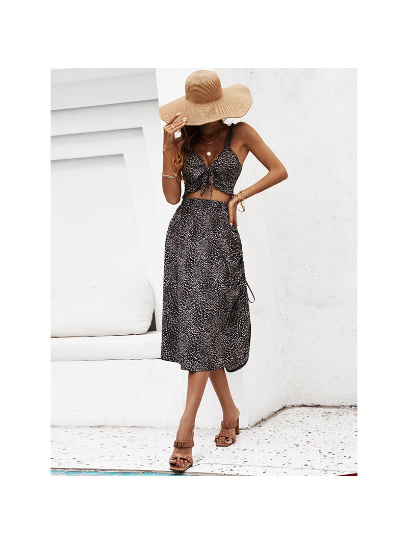 Crop Top Spaghetti Strap Top & Coord Skirt Set