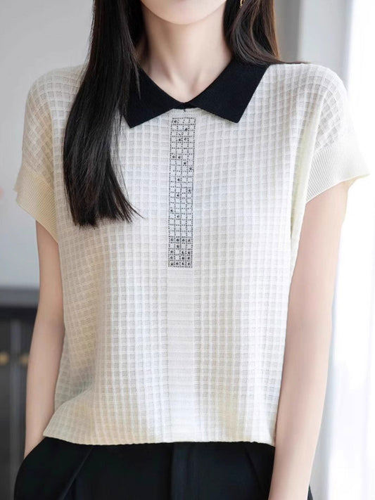 Ariana Loose Dollar Collar Rhinestone Top