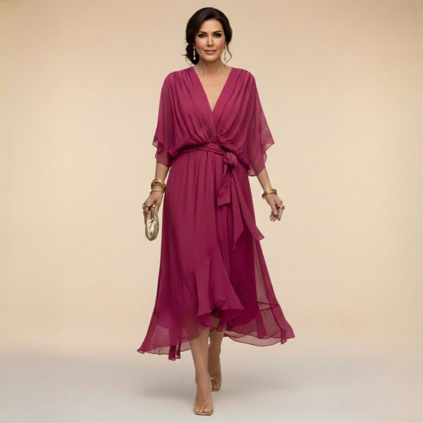 Elowen | V-Neck Chiffon Dress
