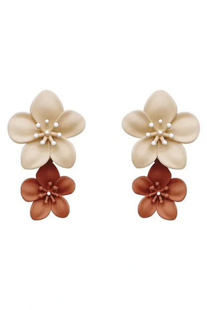Flower Dual Tone Earrings