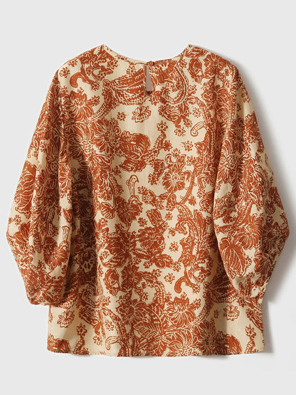 Jessica Loose Crew Neck Printed Top