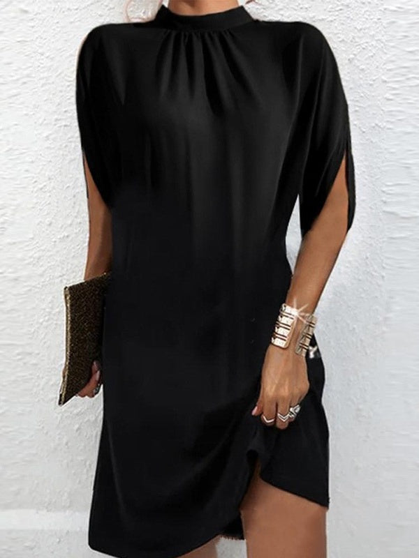 Round Neck Loose Batwing Sleeve Short Dress