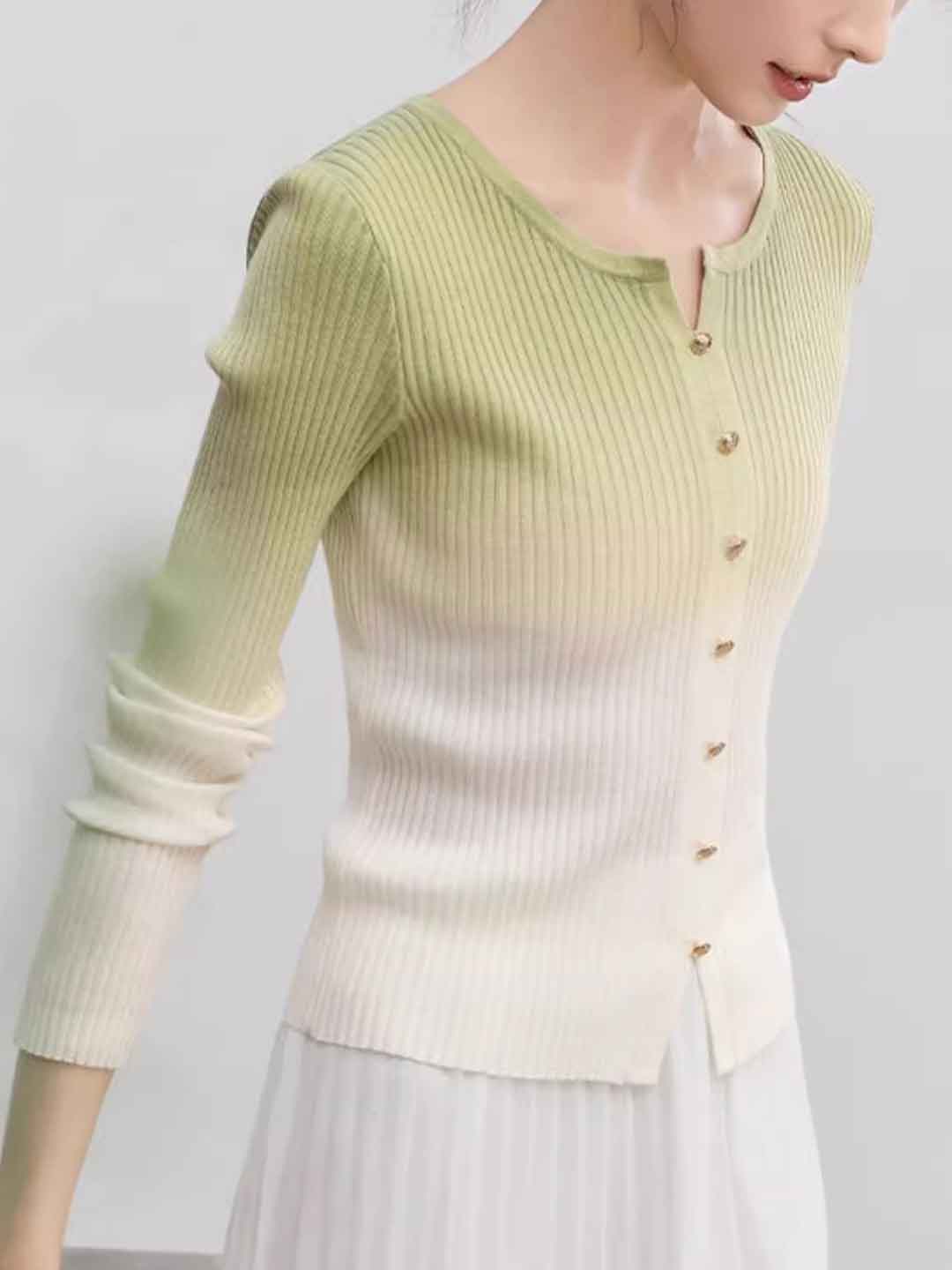 Brooke Elegant V-Neck Colorblock Beaded Knitted Top