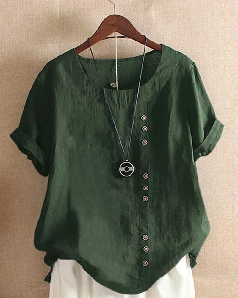 | Women’s Casual Blouse in Summer Fabric with Button Detail