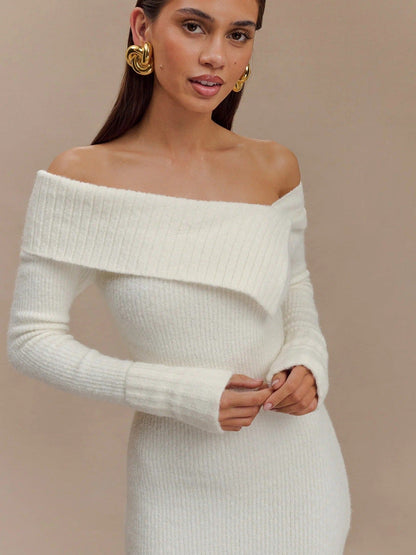 Off Shoulder Knitted Short Bodycon Dress