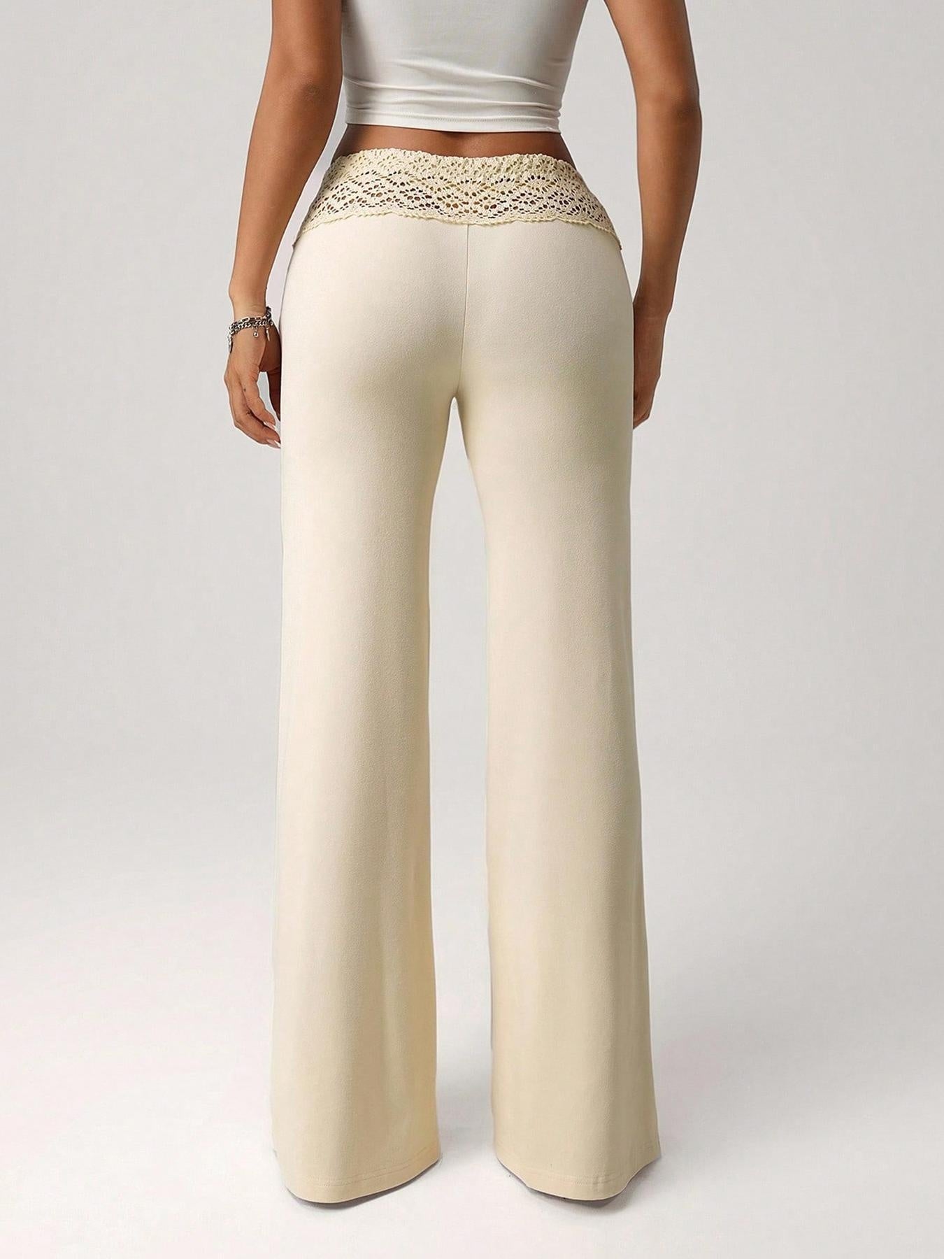 Lace-trimmed Casual Sexy Yoga Flared Pants
