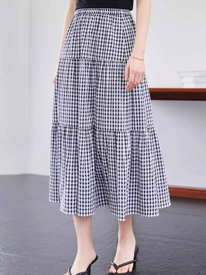 Isabelle Clssic A-Line High Waist Plaid Skirt