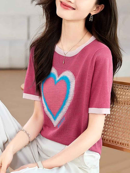 Andrea Classic Contrasted Printed Knitted Top