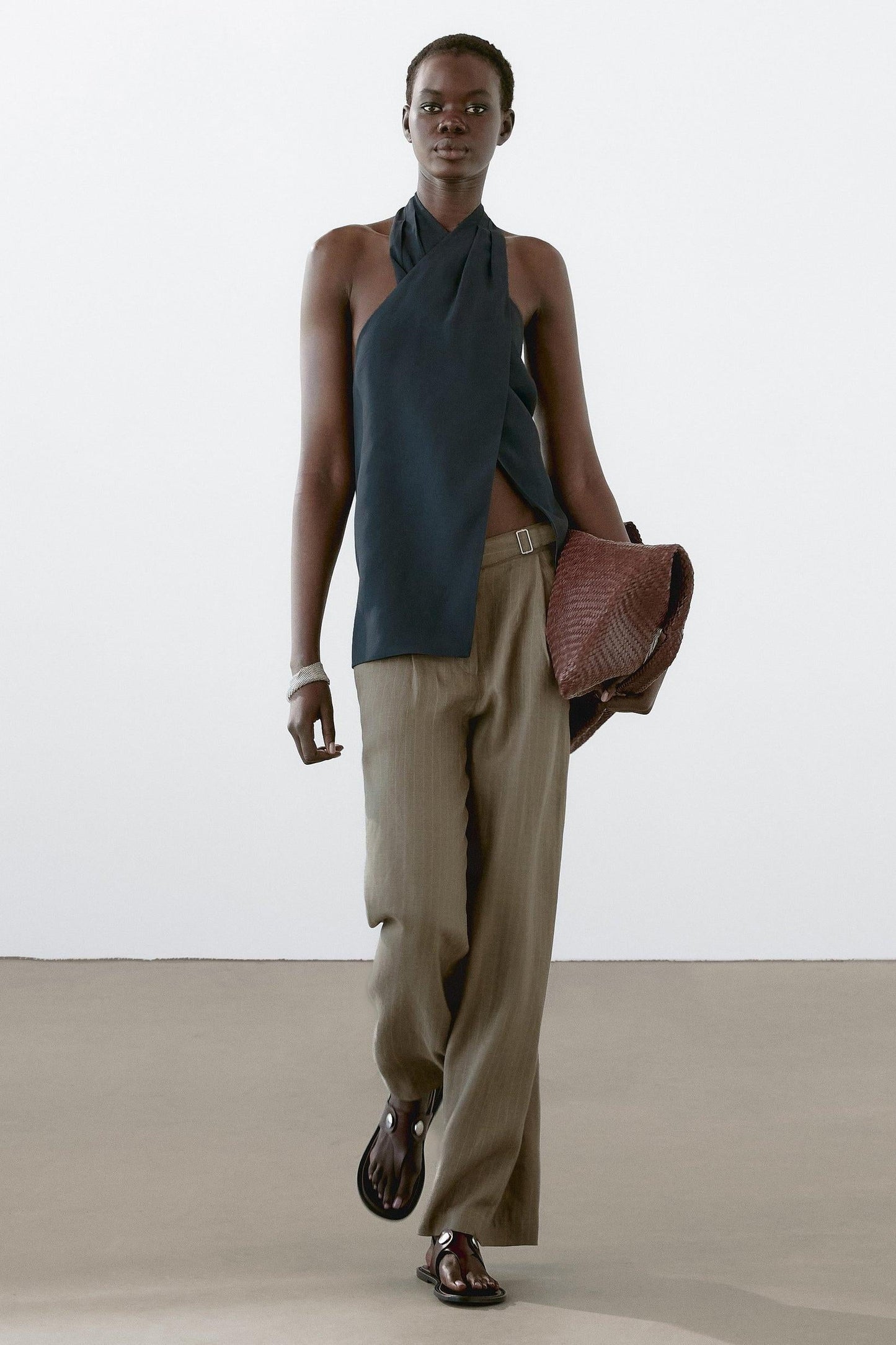 Halter Neck Back Neckline Top - Blue