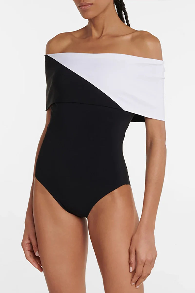 Colorblock Minimal One Piece Swimsuit Set