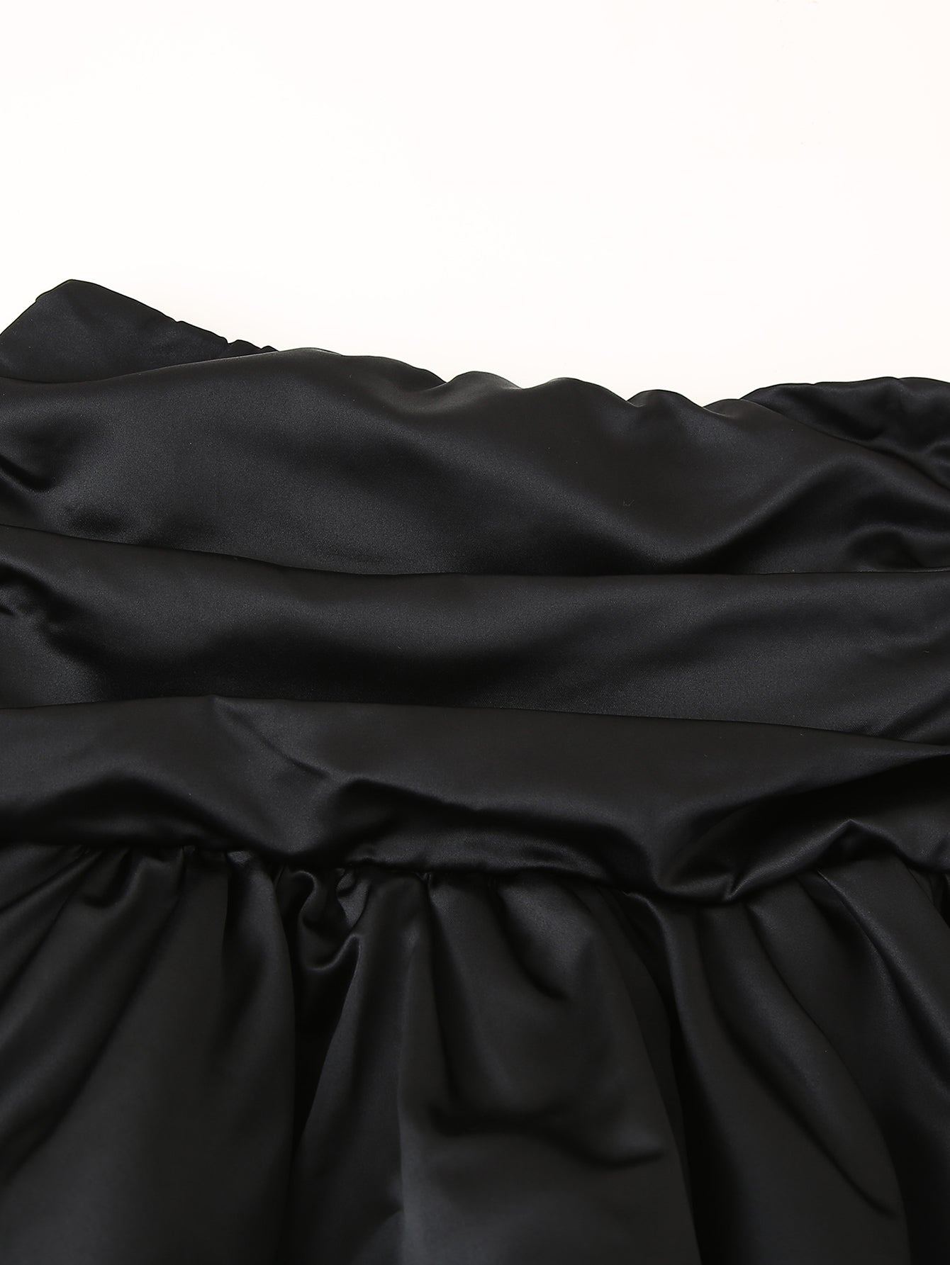 Pleated Ruffle Satin Ruched Short Skirt