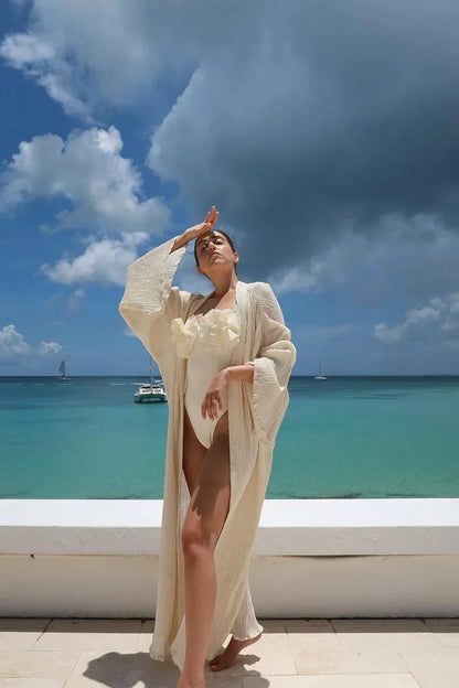 Floral Appliqué Solid One-Piece Swimsuit