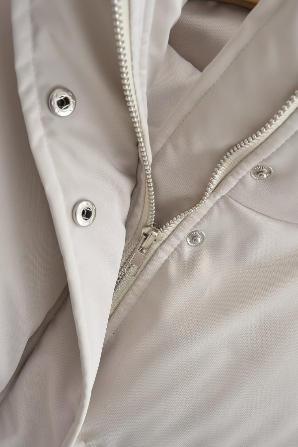 Stand Collar Pocket Zipper Short Cotton Coat