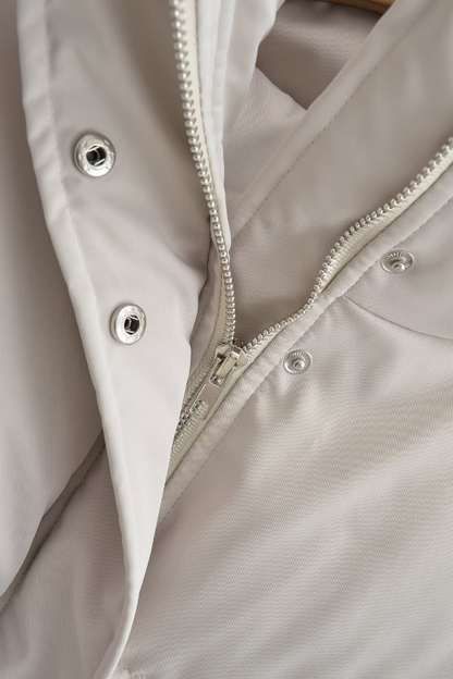 Stand Collar Pocket Zipper Short Cotton Coat