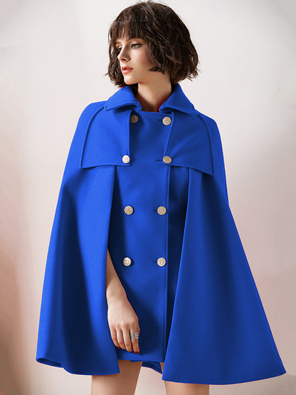 Women Burgundy Wool Blend Poncho Oversized Cape Coat Winter Outerwear 2026