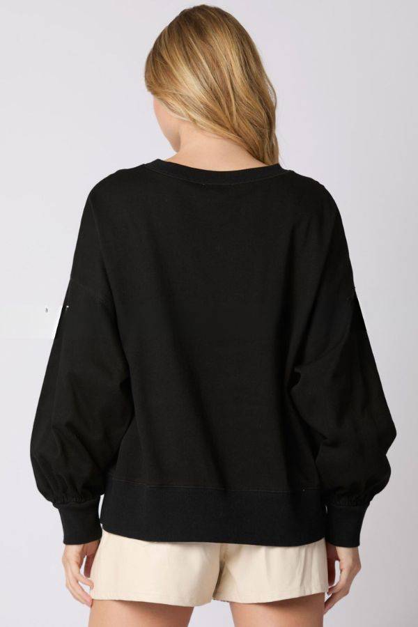 Halloween Letter Bowknot Sweater Loose Casual Top